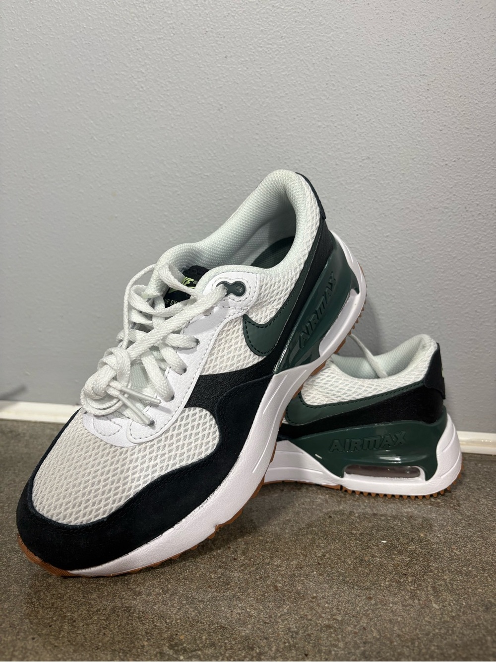 Nike Air Max SYSTM White Pro Green Gum Sole Sneakers - Size 4Y